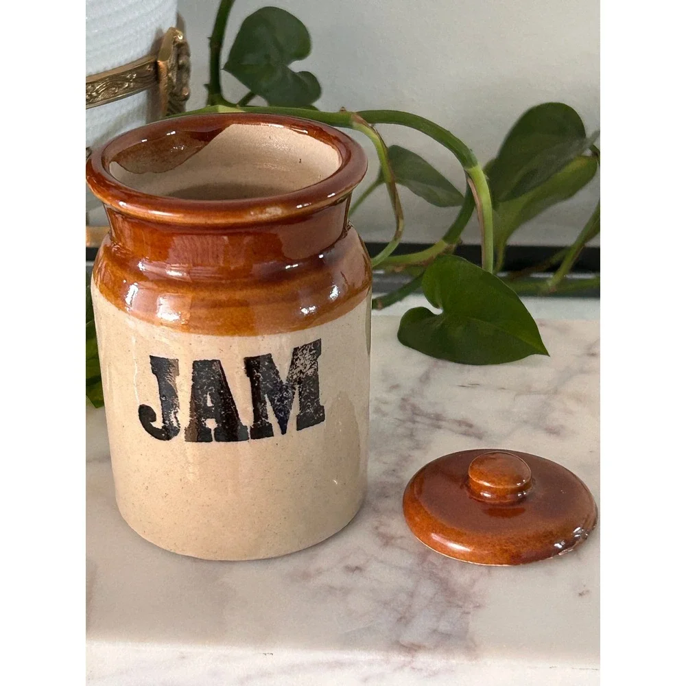 Pearsons of Chesterfield Vintage Stoneware Jam Jar Lidded Crock Made in England